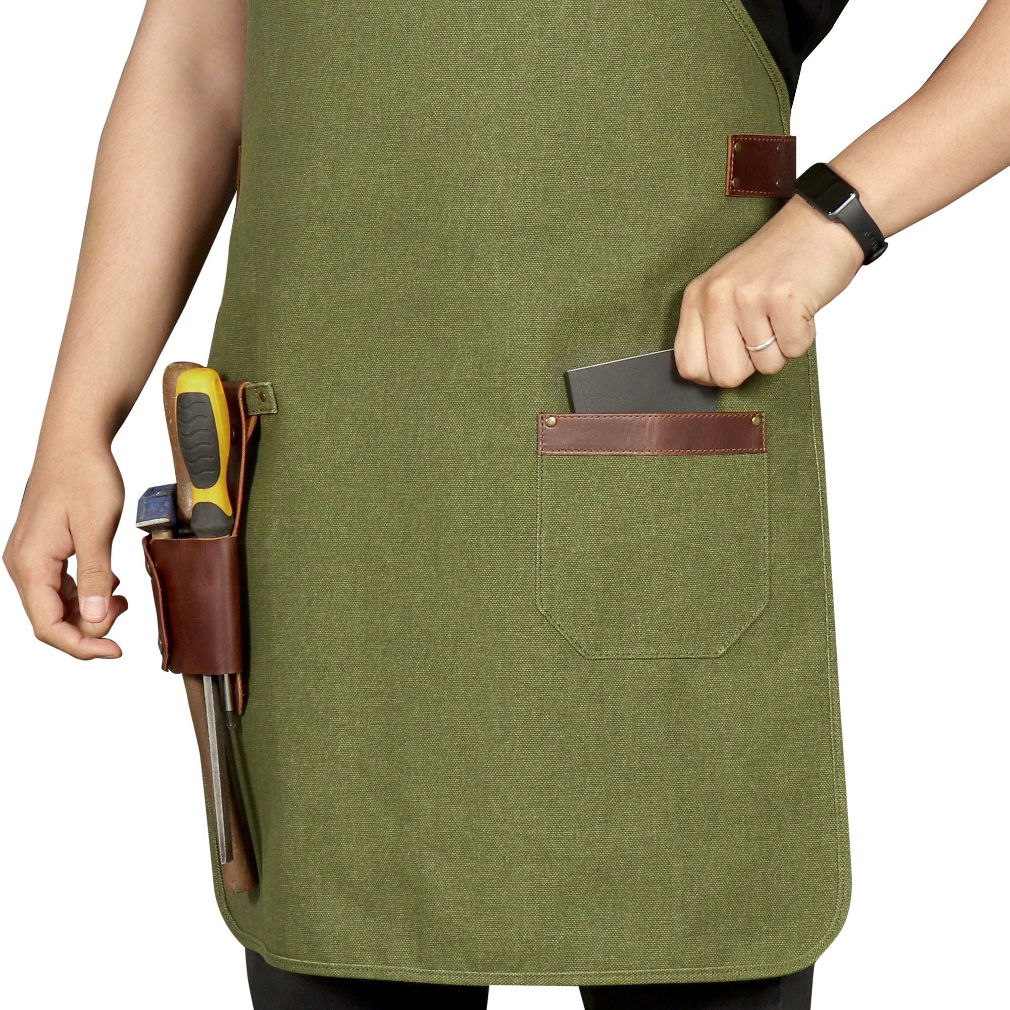 Londo - Wholesale Apron - Otto Angelino Personalized Canvas Cooking Apron, Working Apron with Customization, Workshop Apron with Pockets, Woodworking Apron with Tool Pockets15