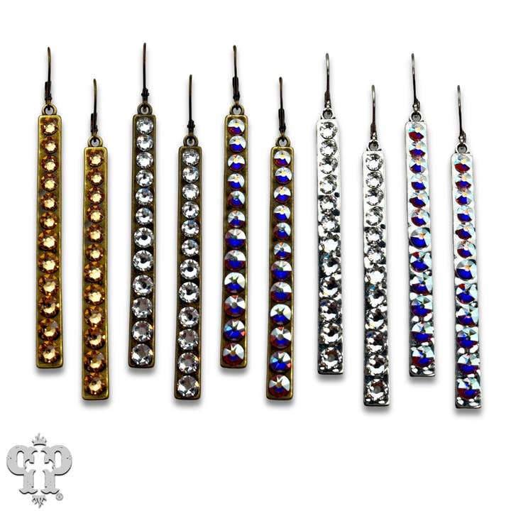 Pink Panache Brands - Wholesale Dangle Earrings - Sleek bar earring with Austrian crystals11