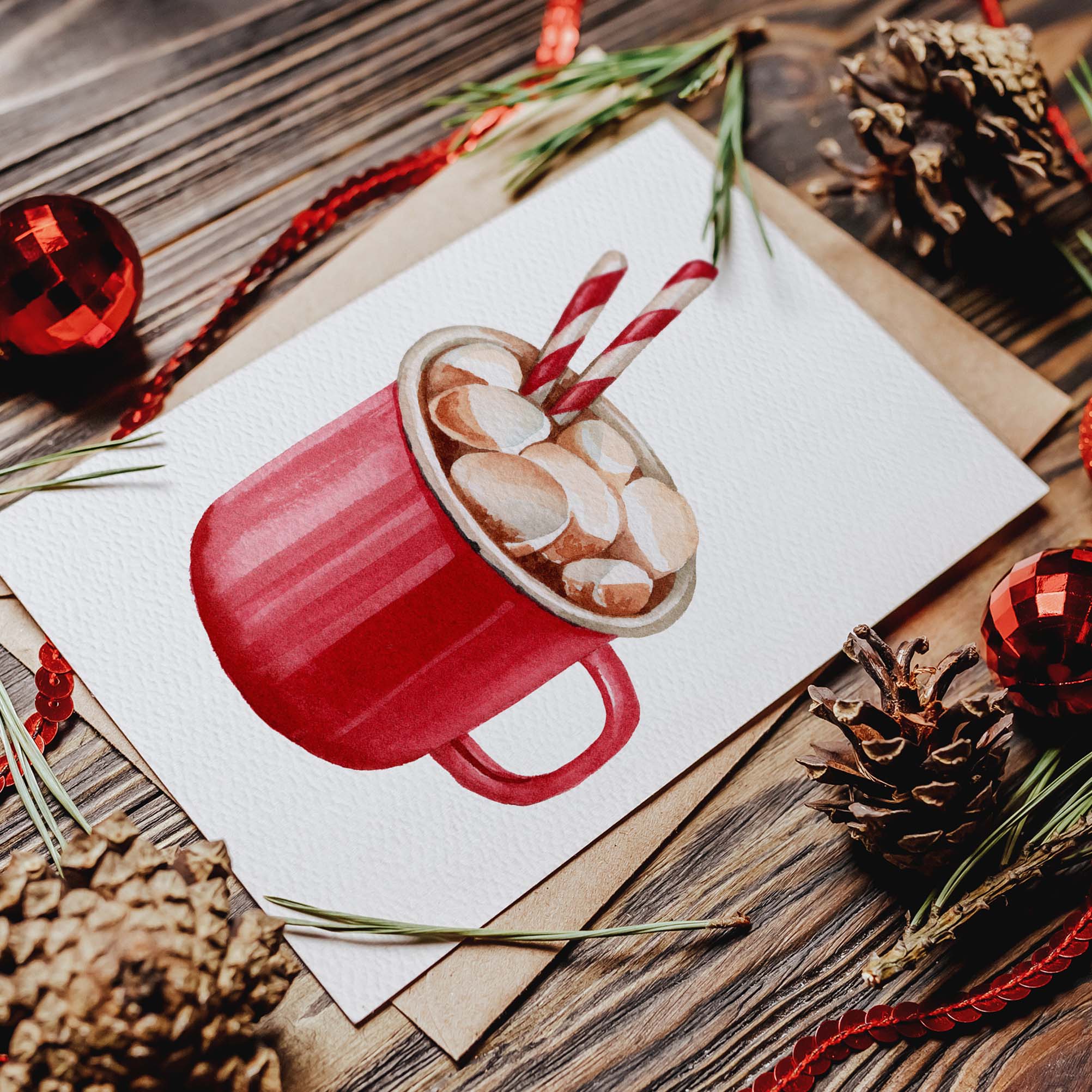 Blue Thistle - Wholesale Christmas Card - Hot Cocoa Card, Happy Holidays, Merry Christmas, Winter3