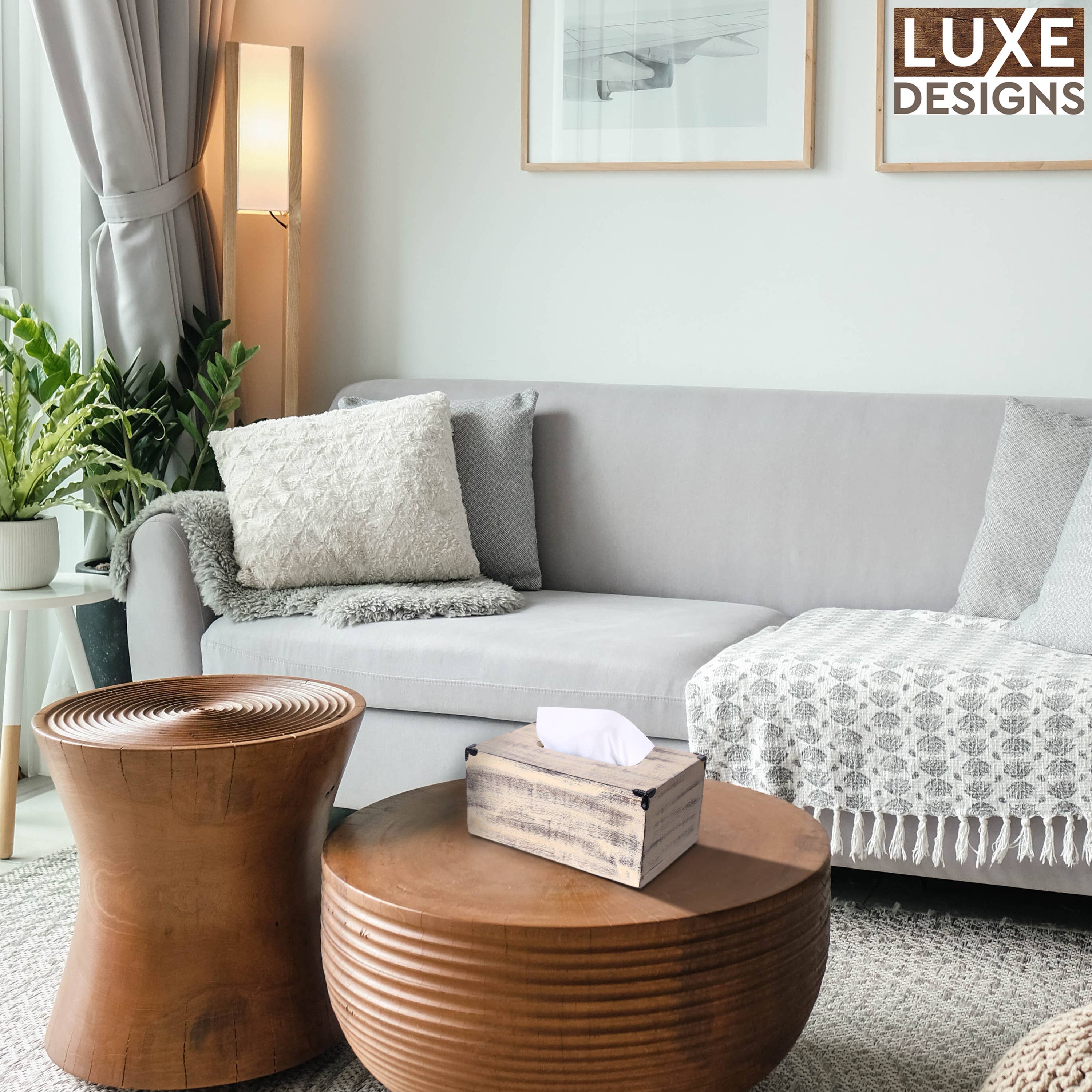 LuxeDesigns Co LLC - Wholesale Tissue Box - Farmhouse Rectangular Tissue Box - Cream White / Yellow5