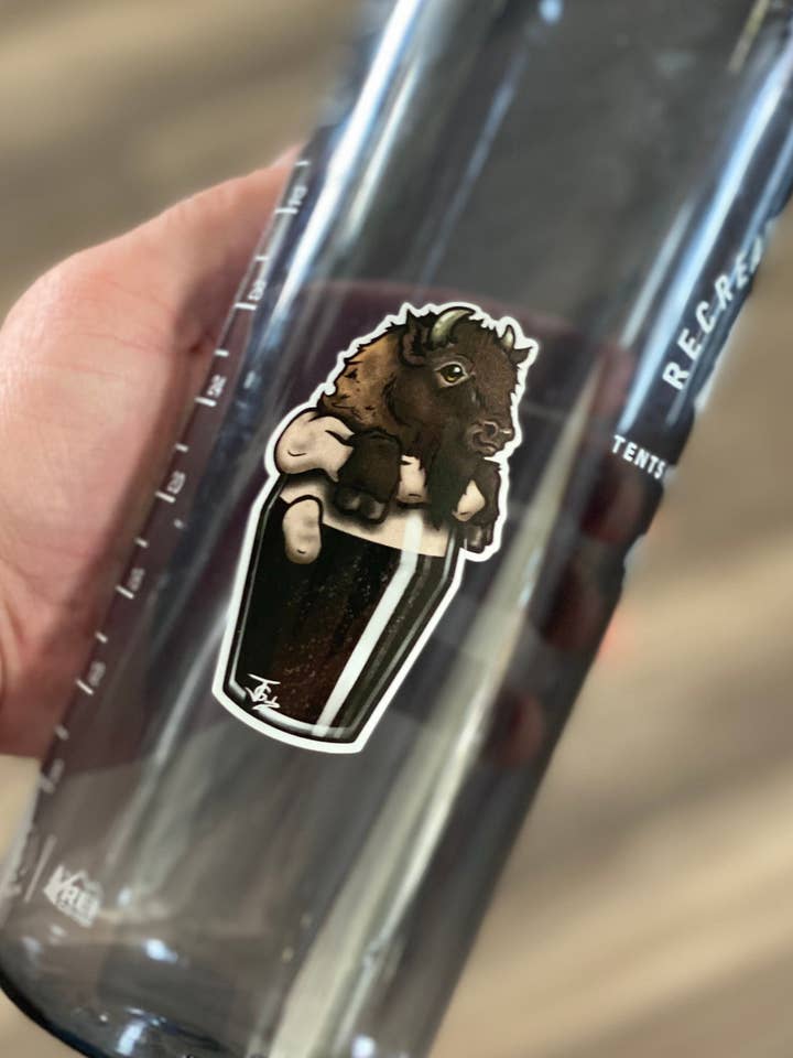 Buffalo In Beer Sticker! for wholesale by Guerdrum Art