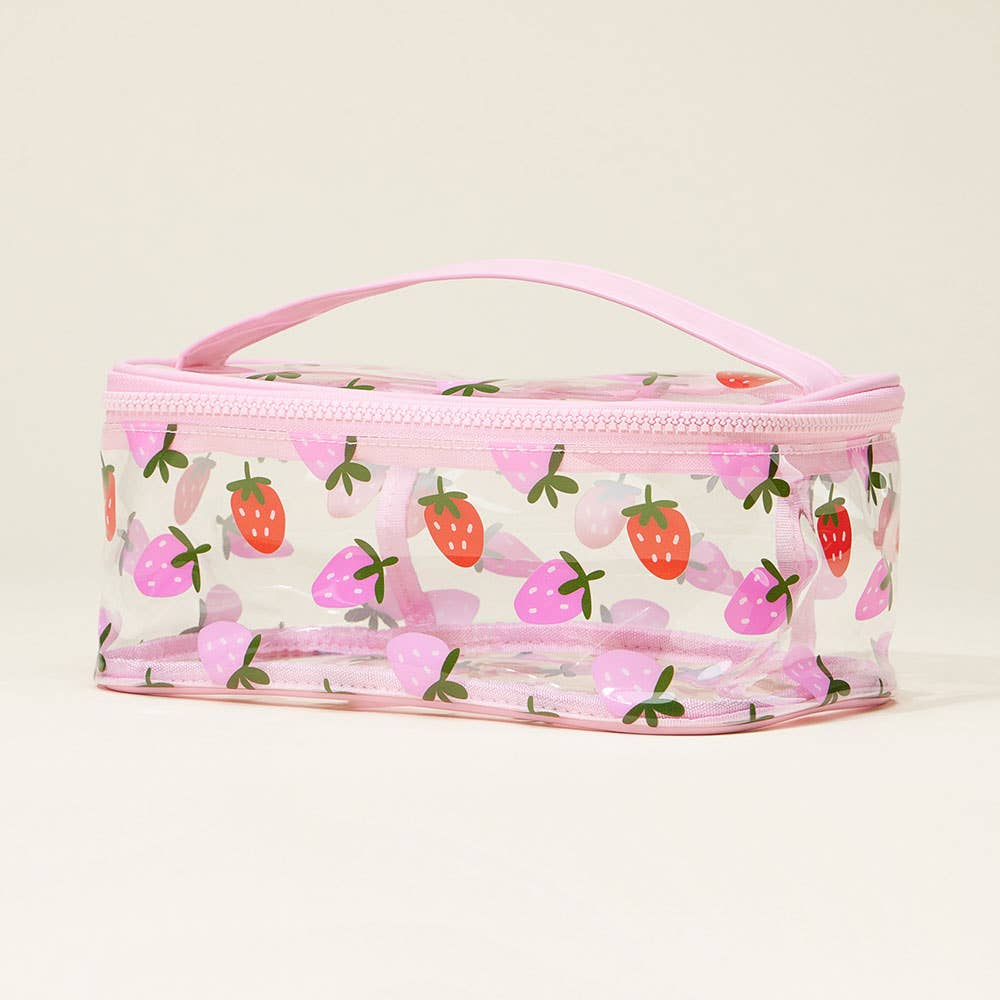 Sensibling Corp. - Wholesale Makeup/Cosmetic Bag - Top Handle Fruit Pattern Transparent Cosmetic Pouch Bag5
