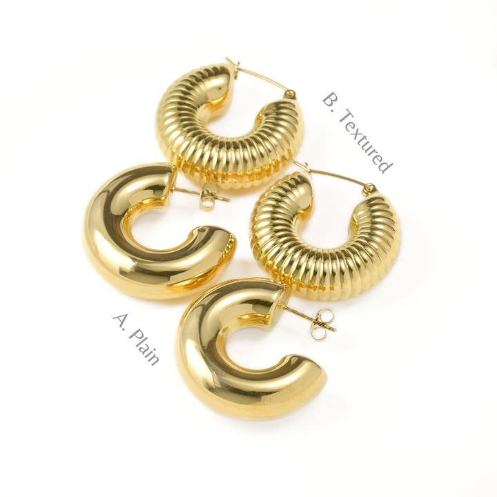 Blueyejewelry – Engroshandel Hoops – Chunky Tube Hoops - vandtæt Chunky Medium Hoop Øreringe