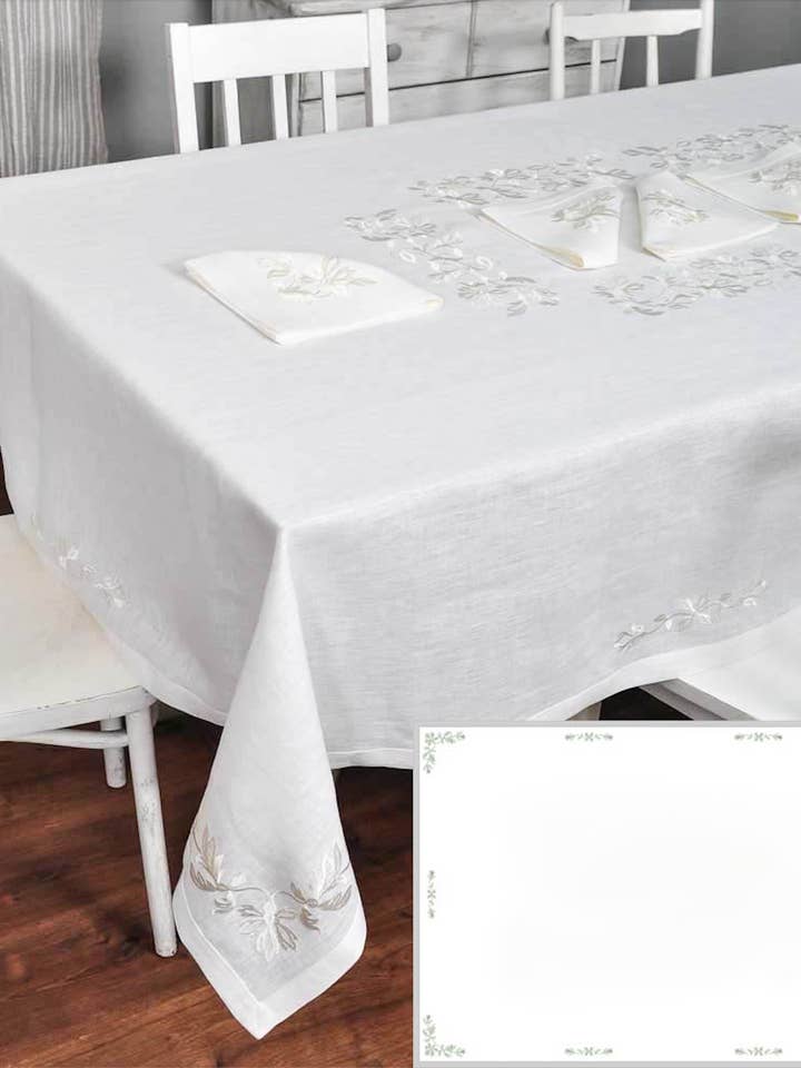 Linen Embroidered Tablecloth Premium 68x136'' - Grace for wholesale by Handmade Originals Ukraine