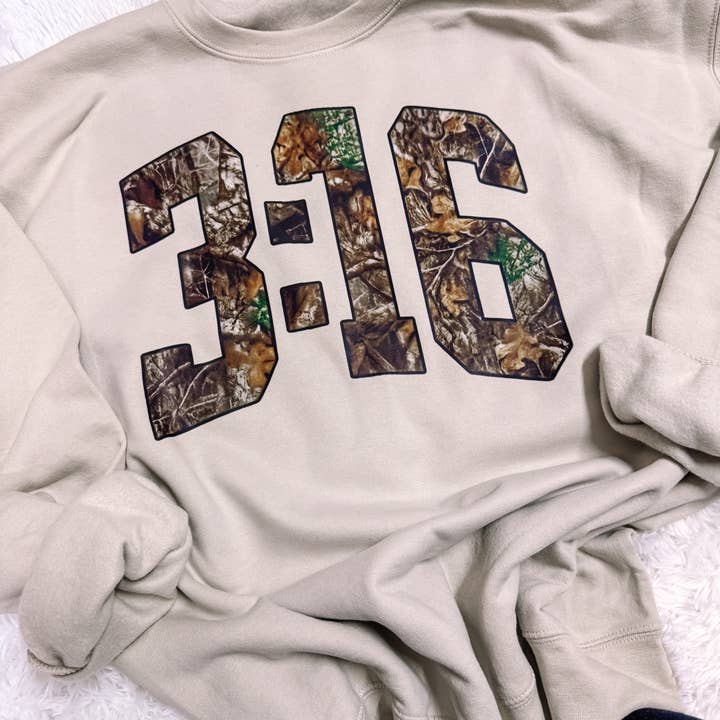 John 3:16 Camo Gildan Faith Sweatshirt for wholesale by ZZ Threadz