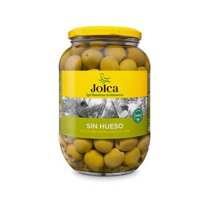 Delicatessen Spanish Food - Wholesale Olives - Jolca Pitted manzanilla green olives jar 400 gr