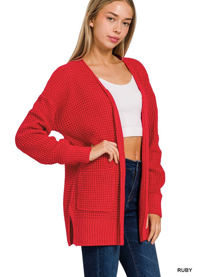 Vanilla Monkey – wholesale Cardigan – Women’s – Low Gauge Waffle Open Cardigan Sweater10