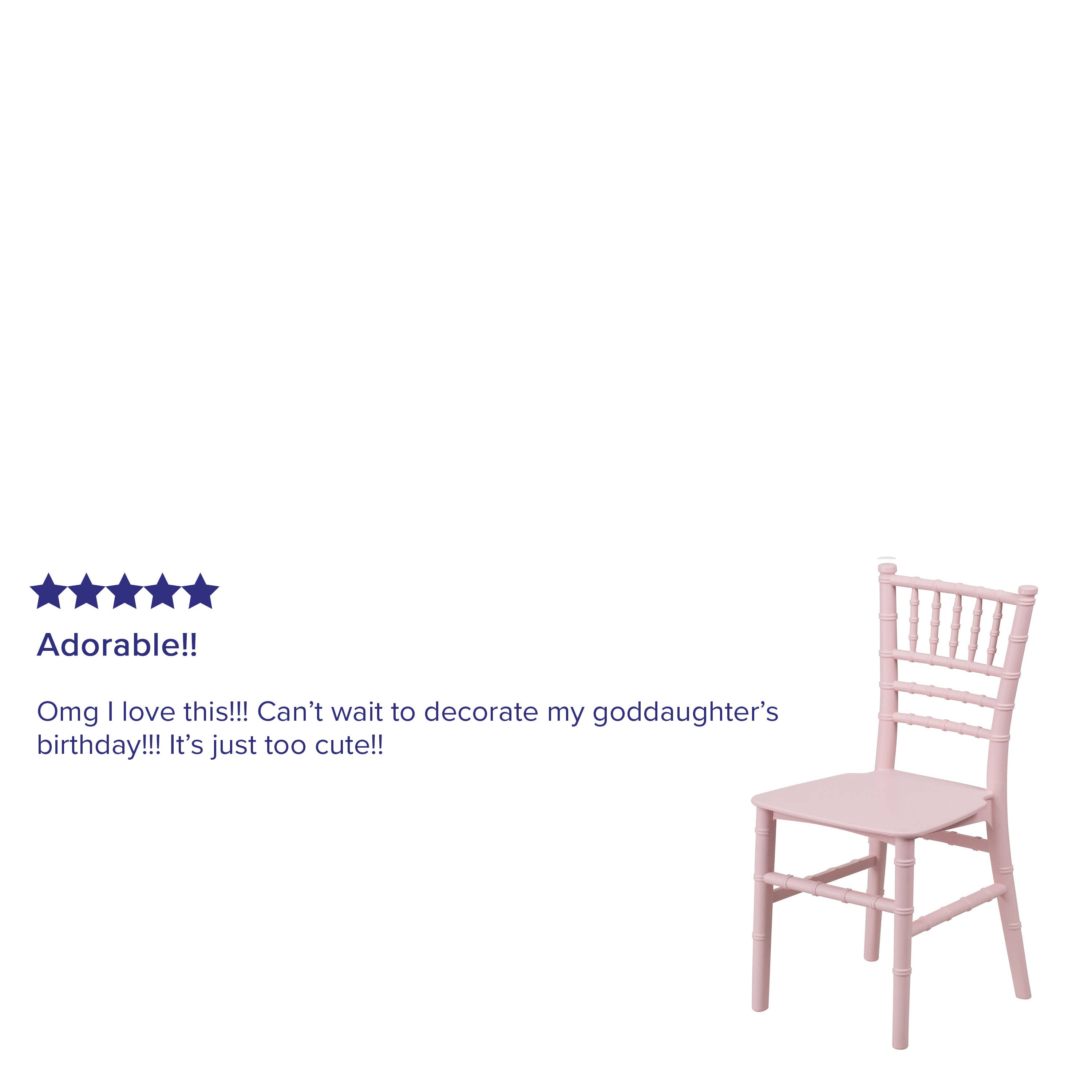 Rose Chaise Chiavari en résine rose pour enfants - Chaise événementielle en vente sur Faire3