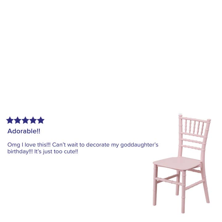 Rose Chaise Chiavari en résine rose pour enfants - Chaise événementielle en vente sur Faire3