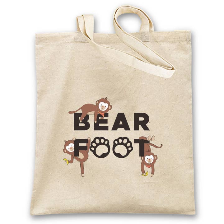 Sac en jute avec logo et singe pour la vente par BEARFOOT