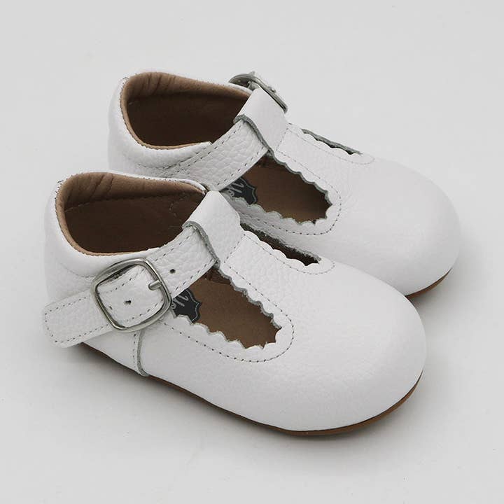 T-Straps White Scalloped for wholesale by Yourtay