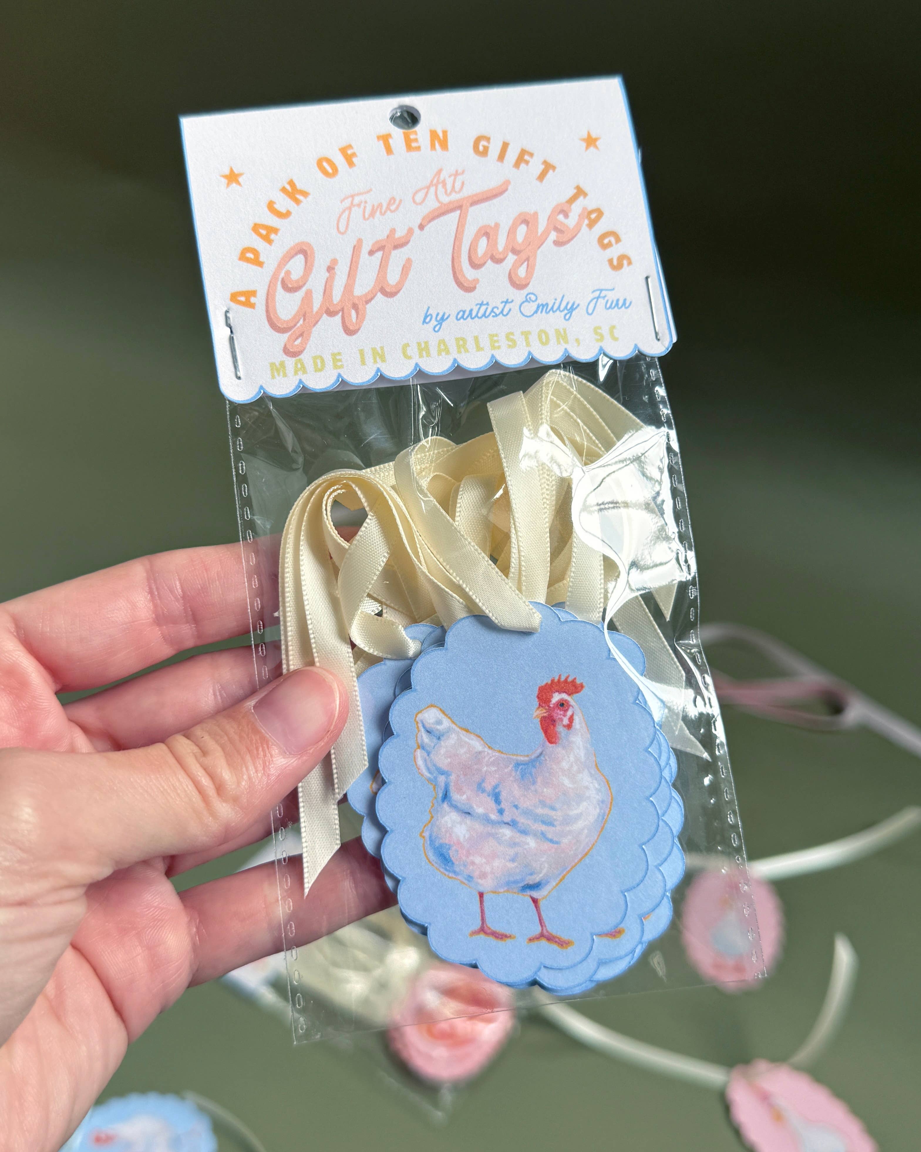 Emily Furr Fine Art - Wholesale Gift Tag - Chicken Gift Tag Pack1