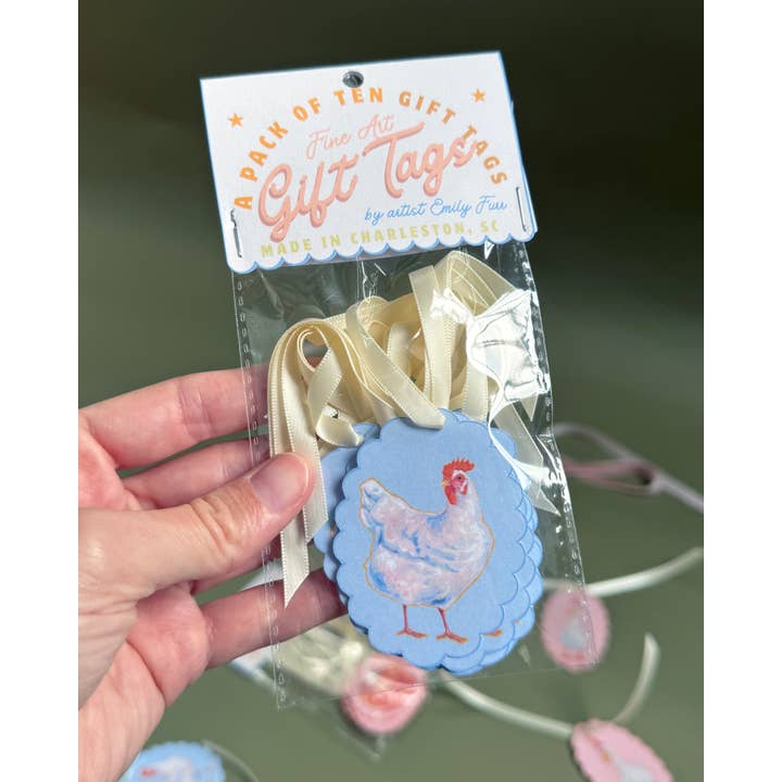 Emily Furr Fine Art - Wholesale Gift Tag - Chicken Gift Tag Pack1
