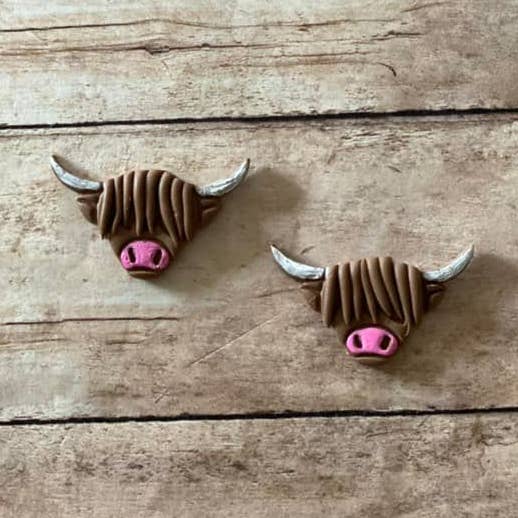 SmallTownClayCo - Wholesale Stud/Post Earrings - Highland Cow Stud0