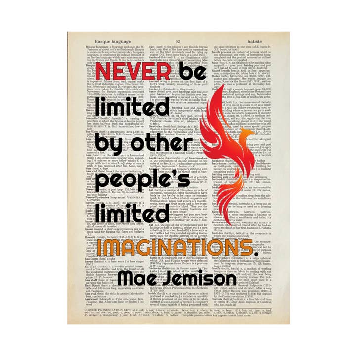 Never be limited by other | Dictionary Print | Book Art for wholesale by Bookish Birds
