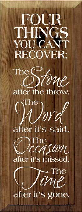 SAWDUST CITY – Großhandel Schilder – Vier Dinge, die Sie nicht wiederherstellen können, Holzschild1