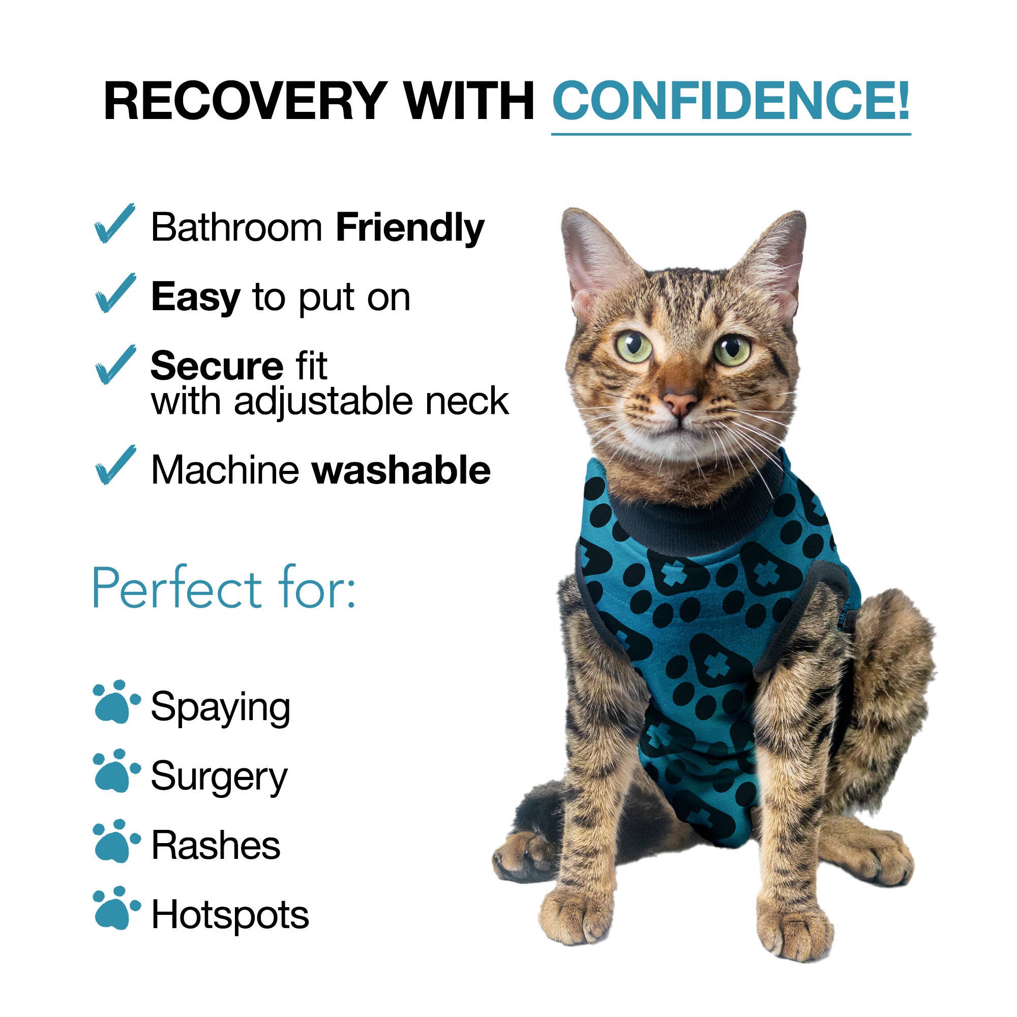 bleu Combinaison de récupération pour chat BellyGuard - Patte bleue en vente sur Faire3