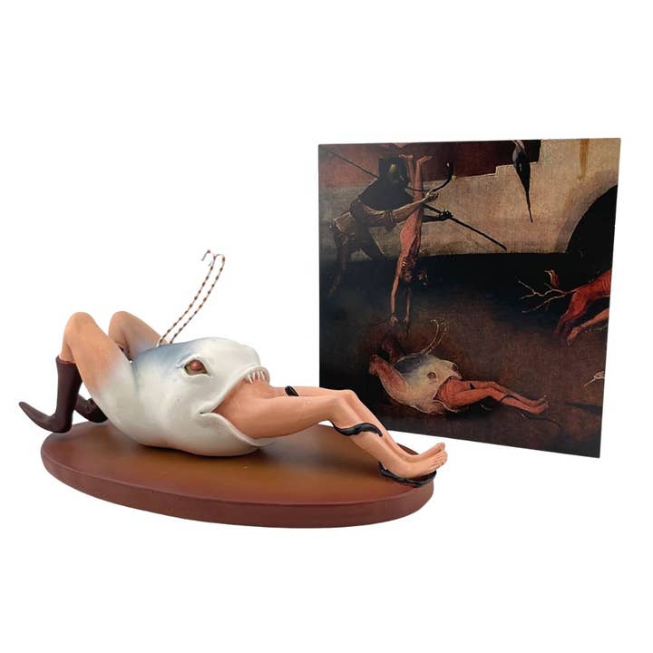 Museum Wholesale Inc - Wholesale Sculpture - Hieronymus Bosch Figurine of Man-Eating Fish Fantasy Statue 7.5L