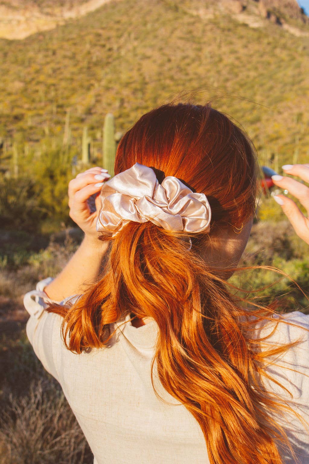 Shop Andi - Wholesale Scrunchie - Women's - Latte Satin Jumbo Scrunchie2