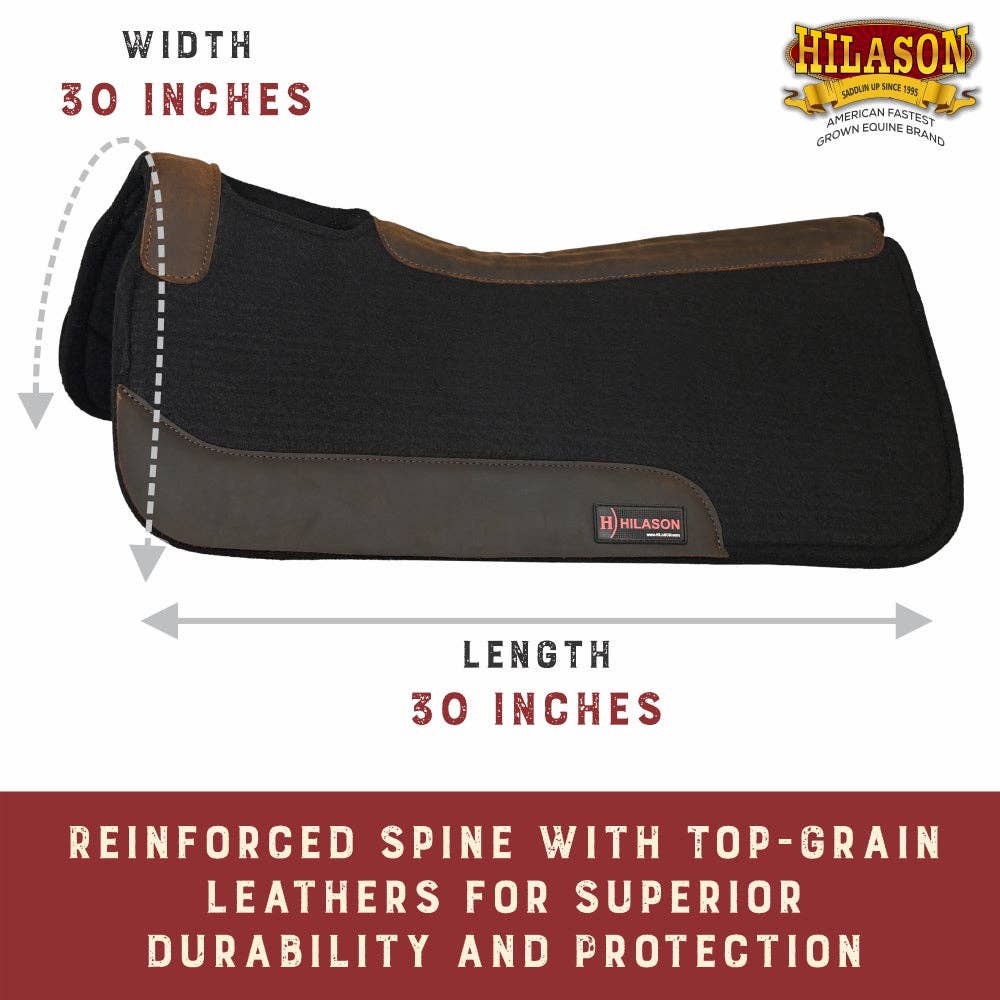 HILASON - Wholesale Horseback Riding Gear - HILASON Western Wool Felt Horse Saddle Pad W/ Distressed Wear Leather | for Horses1