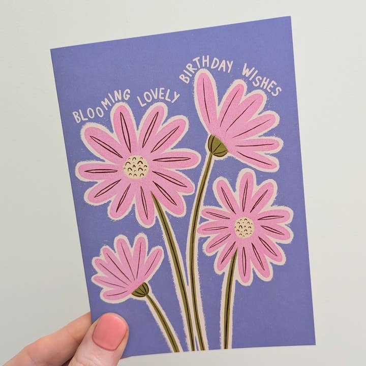 Amanda Clarke Illustration – wholesale Birthday card – Blooming Lovely Birthday Wishes - Colourful Floral Birthday1