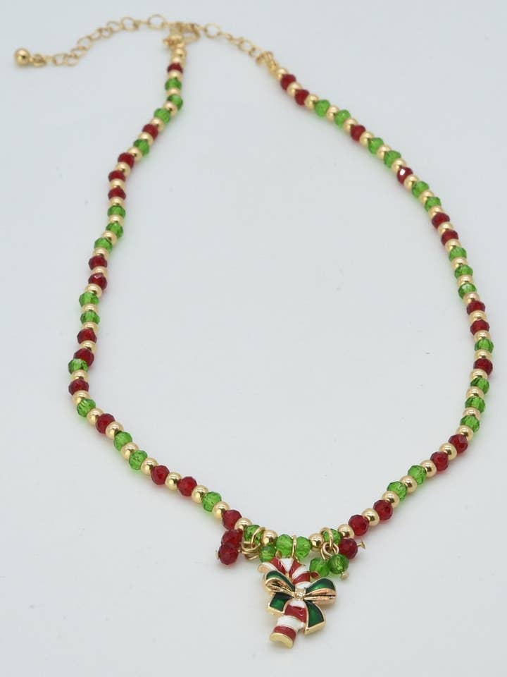 CN4393 Candy Cane Pendant Necklace for wholesale by MiMi Wholesale