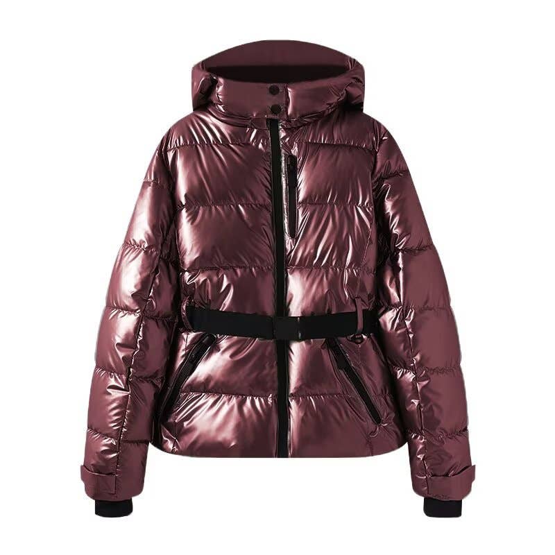 Rosa Clothing - Wholesale Coat - Women's - Printed belt hooded ski padded quilted jacket coat2