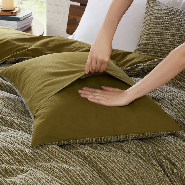 Olliix - Wholesale Bedding Set - 3 Piece Vintage Waffle Washed Comforter Set, Green9