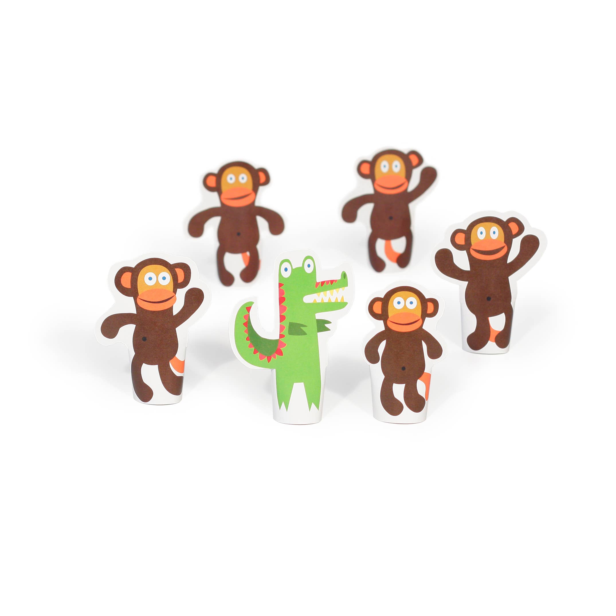 pukaca – Engroshandel Fingerdukke - Børn og baby – Fem små aber papirfingerdukker6