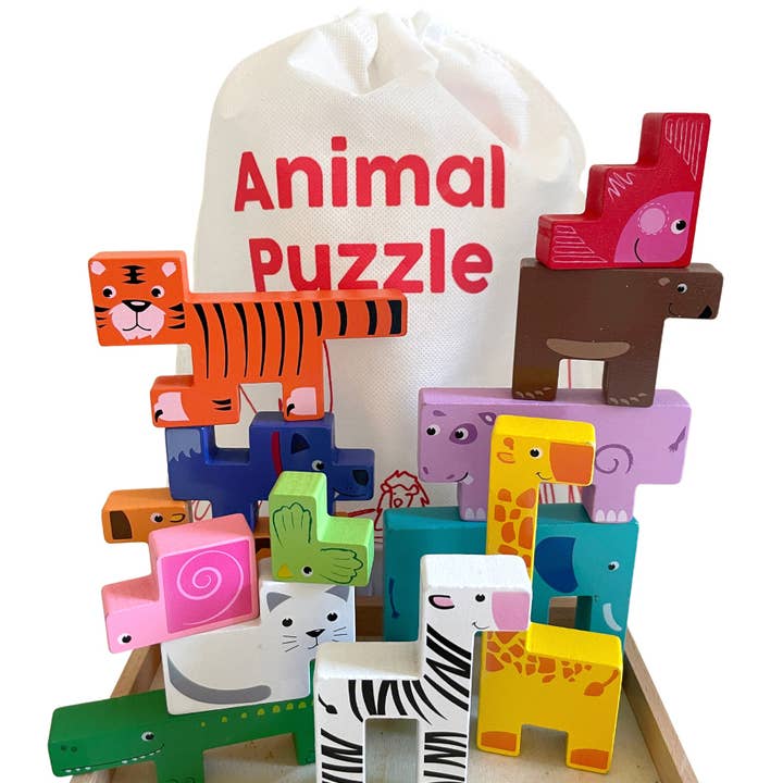 Wooden Animal Stacking and Balancing Activity Puzzle Set for wholesale by salty cactus