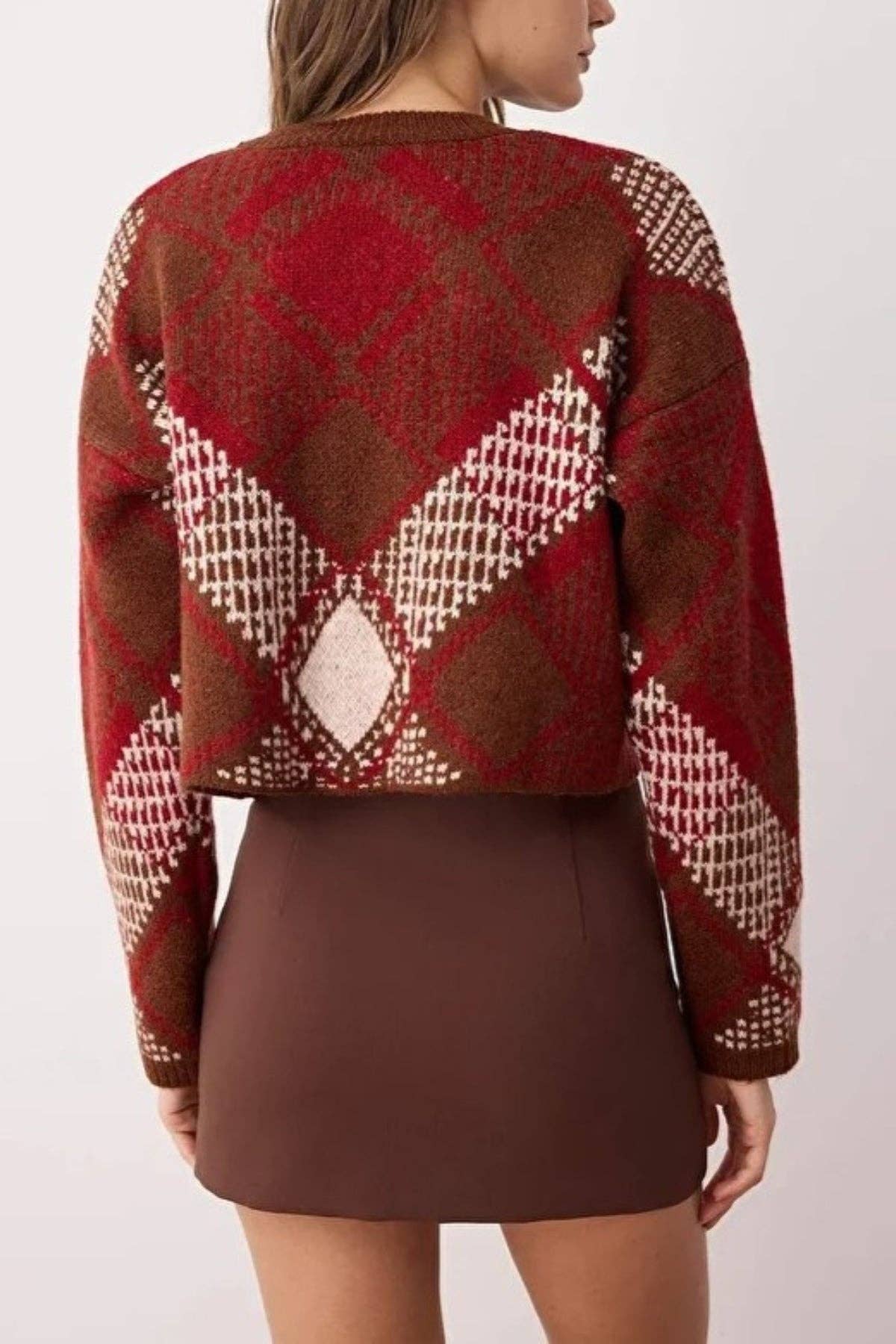 Hoxton Gal – Pulôver - Mulher por atacado – Camisola de Malha com Padrão Argyle e Corte Oversized5