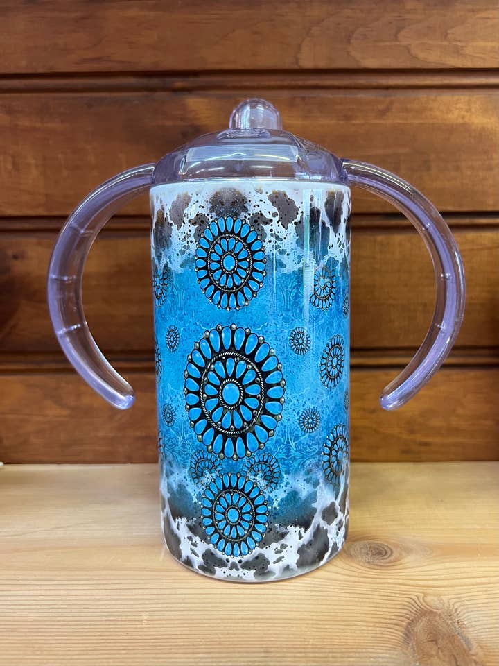 Turquoise Concho Sippy Cup for wholesale by Leather & Soul Wholesale