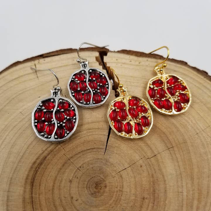 Red Gemstone Pomegranate Seed Earrings for wholesale by CHAKRA JEWELRY