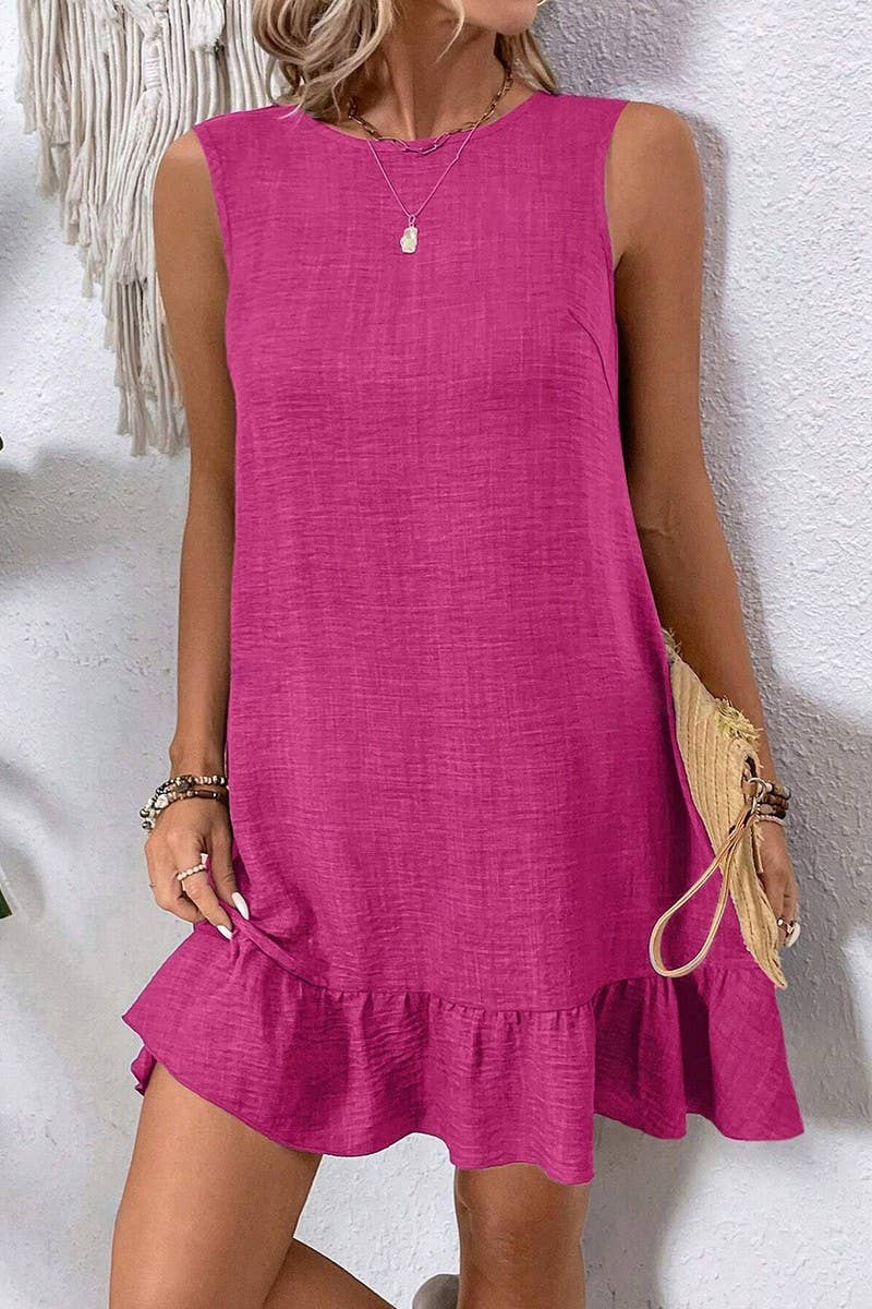 NINEXIS - Wholesale Dress - Women's - CWDSD7142_RUFFLED SLEEVELESS CASUAL TANK DRESS9