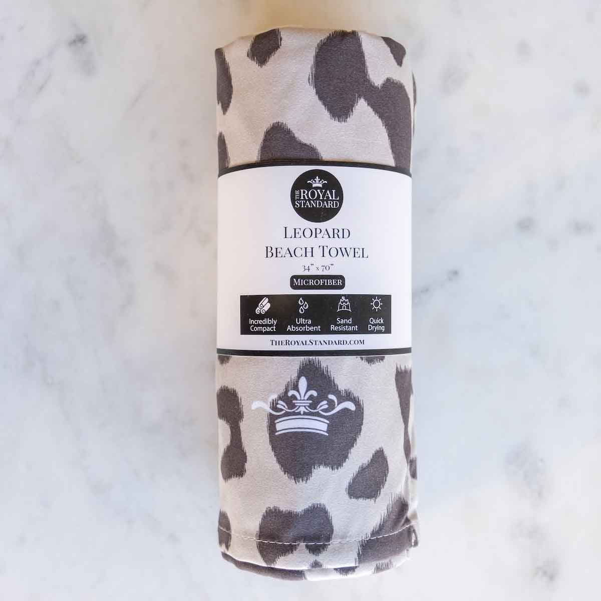 The Royal Standard - Wholesale Beach Towel - Leopard Beach Towel   Shell/Black   34x701