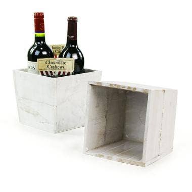 Vaso quadrato in legno da 7 pollici bianco per la vendita all'ingrosso da parte di Buhi Imports