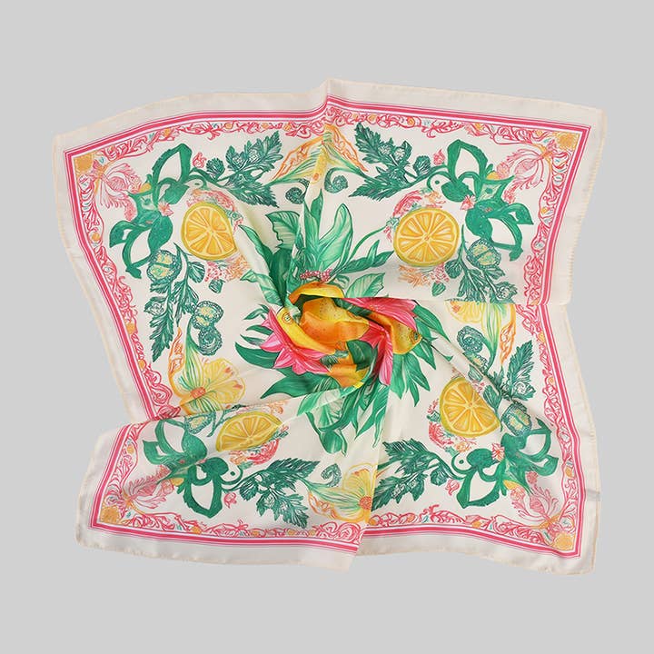 FLORAL LEMON PRINTED SQUARE SCARF for wholesale by Girly