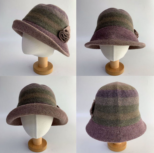 Comfortarians - Wholesale Bucket Hat - Women's - Women's Winter Bungee Bucket Hat Stitched Wool Flower FW9