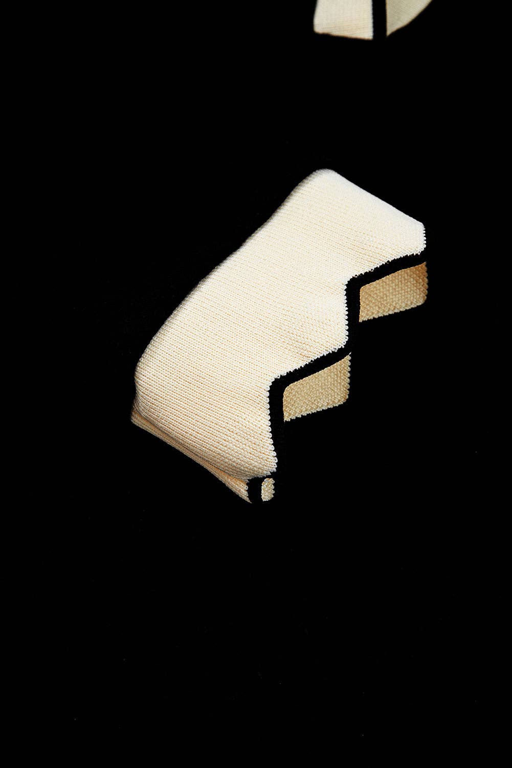 Black Colorblock Scallop Trim Long Sleeve Collared Top for wholesale on Faire3