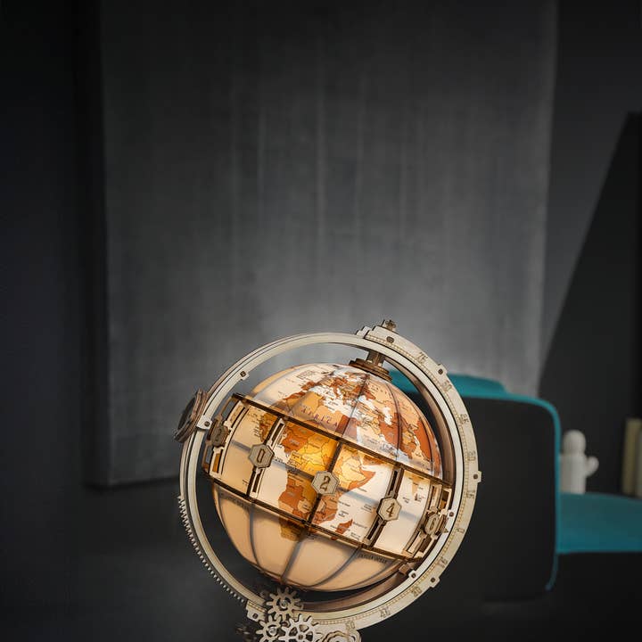Robotime - Wholesale Doe-het-zelf-knutselset - ST003 Luminous Globe Rokr 3D houten puzzels Crafts Natural1
