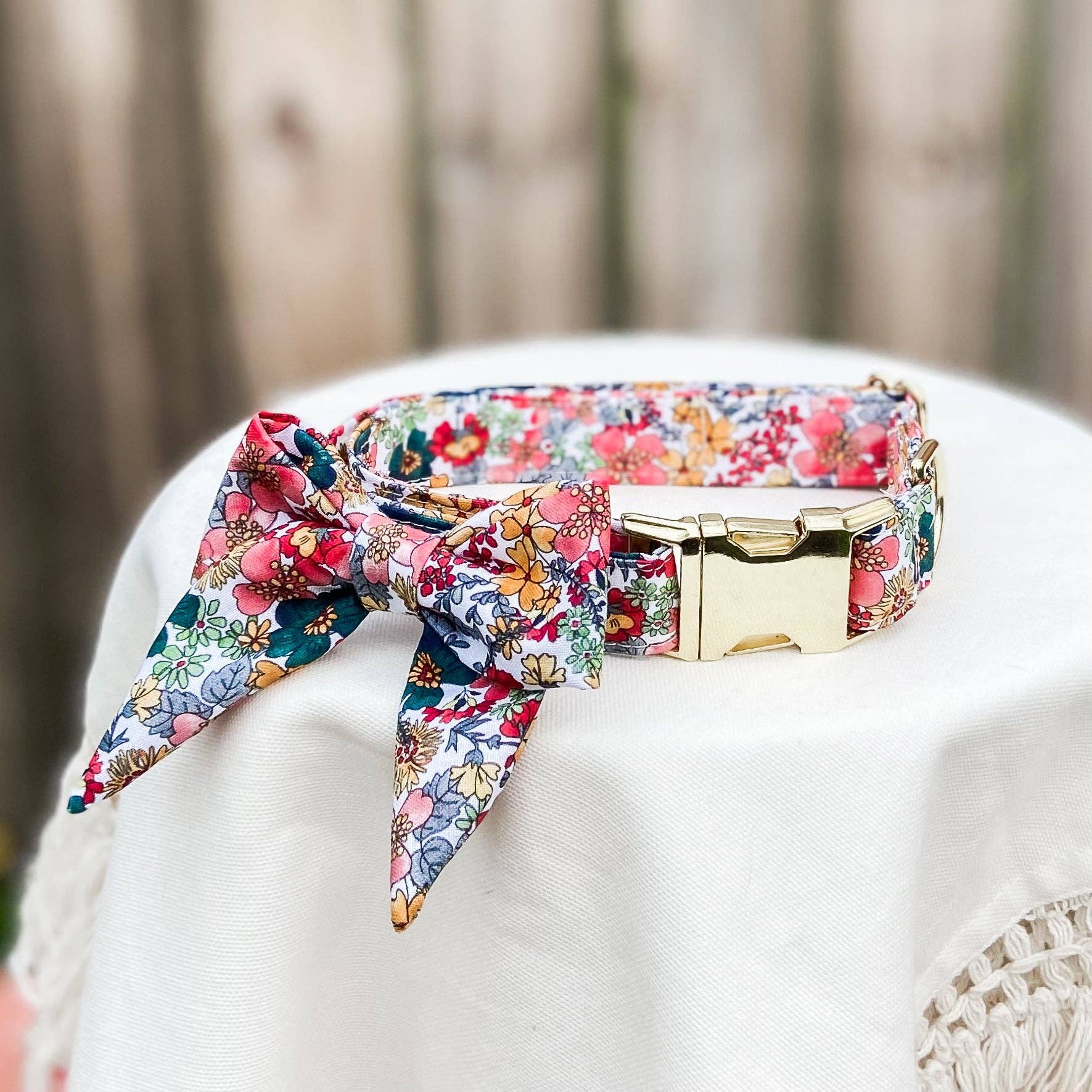 doggish - Wholesale Pet Collar - Dog - Vintage inspired  floral dog collar with gold hardware1