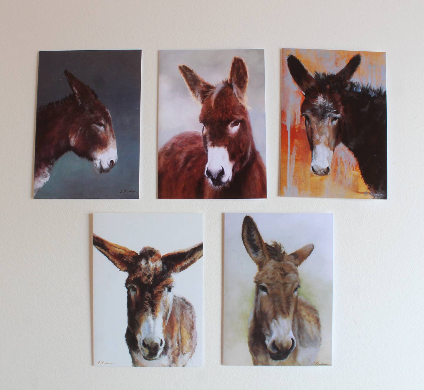 Elizabeth Kinahan Paintings - Wholesale Stationery/Notecard Set - Donkey Variety Card Pack
