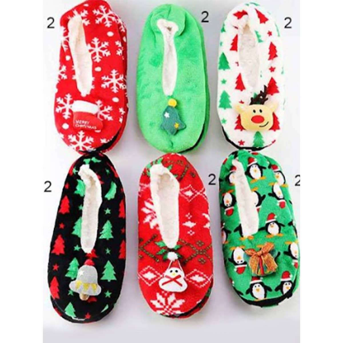 MIX COLOR Christmas Design Fuzzy Slippers for wholesale on Faire8