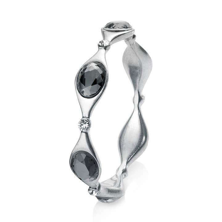 Rhodium Plated Metal Bangle With Crystals for wholesale by Ottaviani