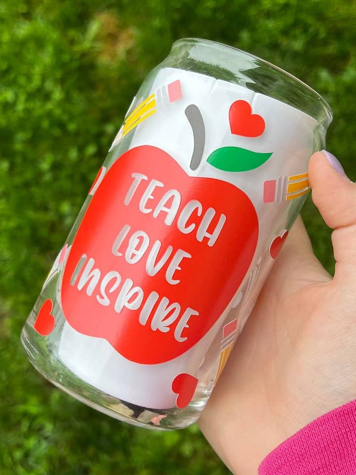 Teacher Apple Libbey Can Glass for wholesale by The Crazy Craft Girl LLC