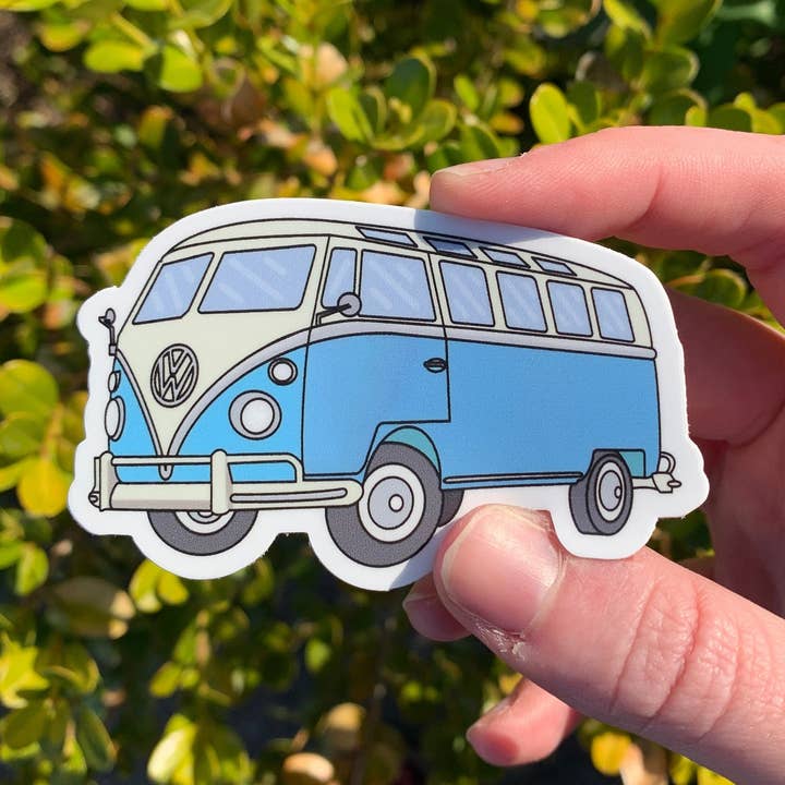 Extremely Retro - Wholesale Sticker - Vintage VW Bus Sticker in Blue - Volkswagen - Classic Vehicl0