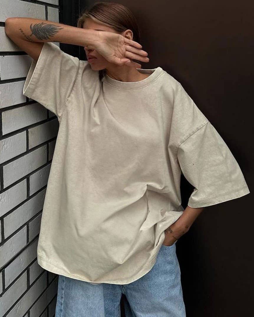 Rosa Clothing - Wholesale T-Shirt - Women's - Washed Distressed Crewneck Brushed T-Shirt14