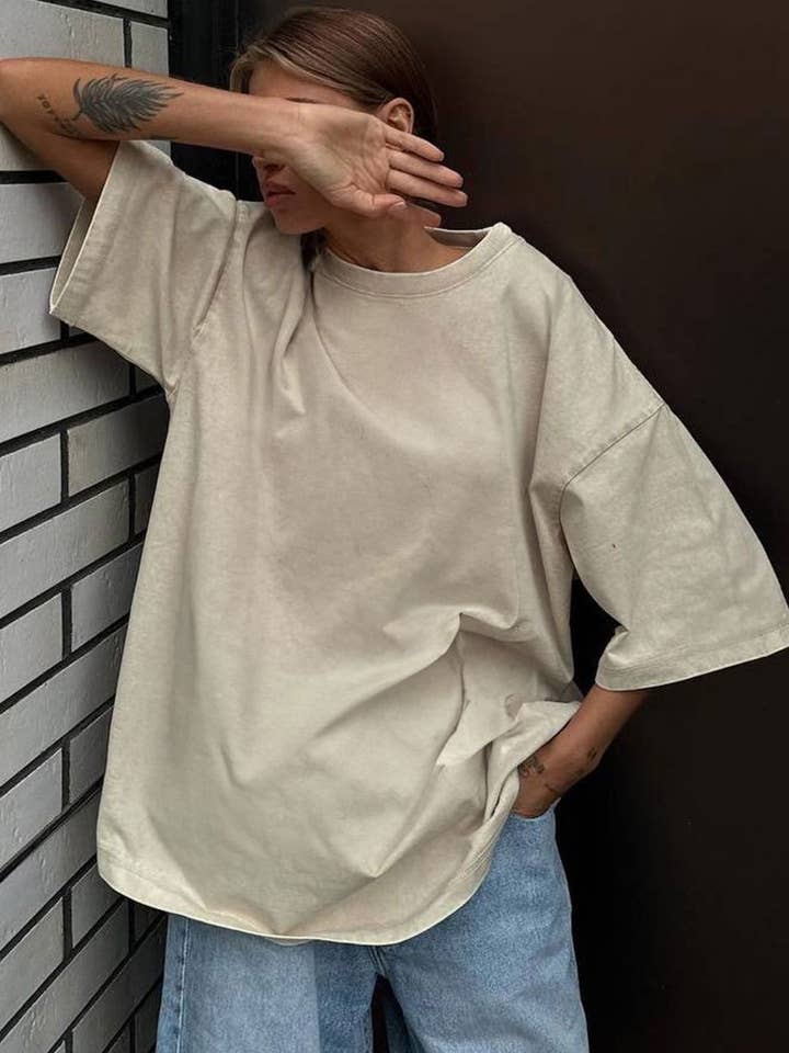 Rosa Clothing - Wholesale T-Shirt - Women's - Washed Distressed Crewneck Brushed T-Shirt14