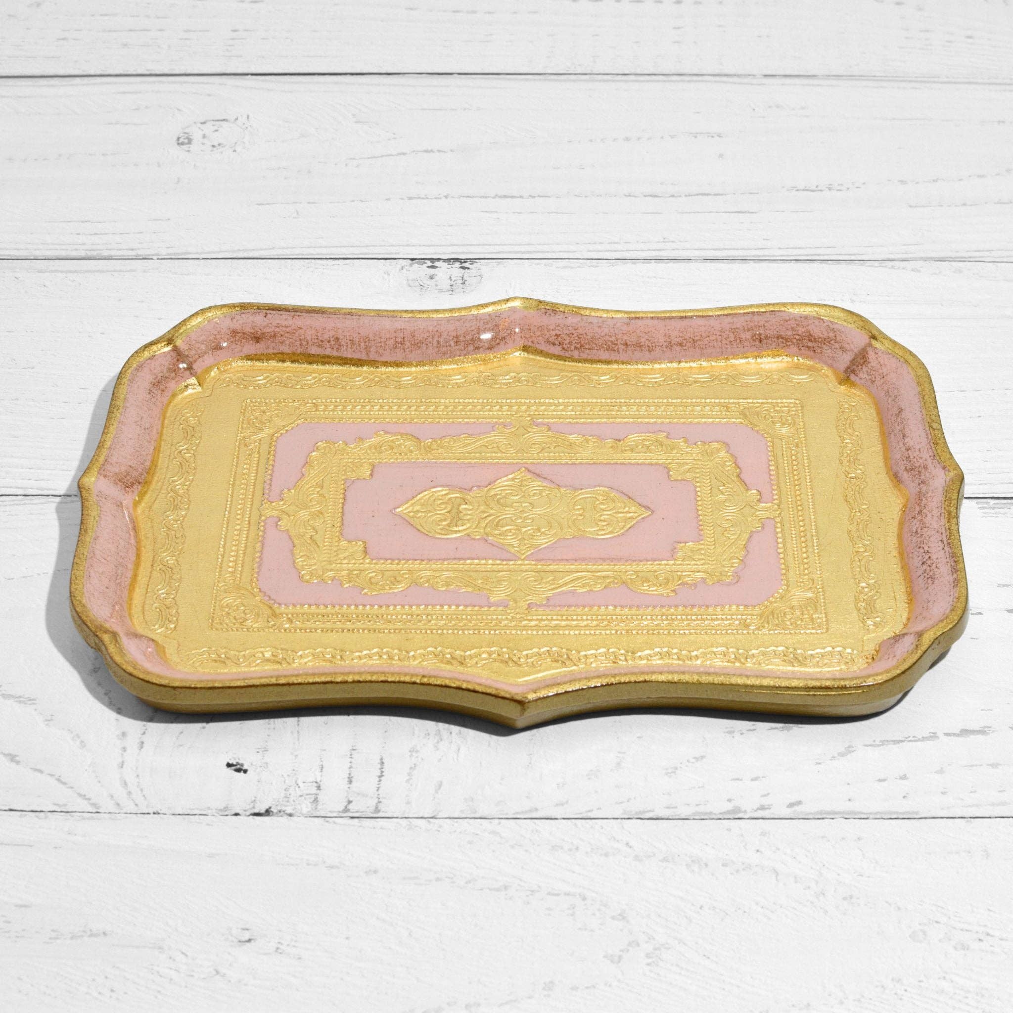 Via Graceffo - Wholesale Decorative Tray - Florentine Carved Wood Rectangle Scalloped Mini Tray10