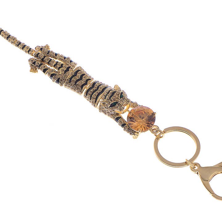 Multicolor Swarovski Kristall Smaragdgrün Springender Tiger Schlüsselanhänger für den Großhandel auf Faire